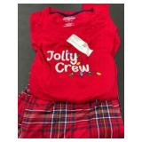 Red Holiday Pajama Set with Plaid Pants