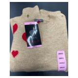 Small Tan Sweater With Red Heart Design