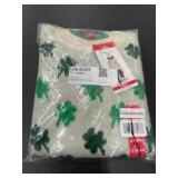Ladies' White Sweater With Shamrock Design