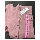 Pink Button-Up Waffle Knit Shirt, Size S
