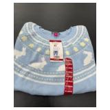 Women's Blue Sweater with Bunny Pattern