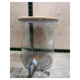 Glass Drink Dispenser With Wooden Lid