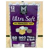 12-Pack Ultra Soft Facial Tissue Boxes