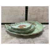 Frankoma pottery leaf shaped dishes
