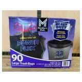 90 Large Power Flex Trash Bags, 33 Gallon Capacity