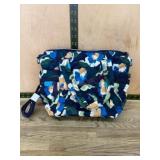 Quilted Fabric Shoulder Bag with Floral Print