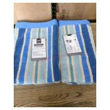 Striped Bath Towels in Blue and Beige Tones