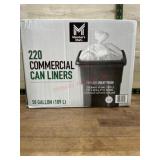 220 Commercial Can Liners, 50-Gallon Capacity