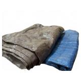 Two Polyethylene Tarps, Brown and Blue