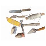 Masonry Tools Lot With Trowels and String