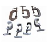 6 Metal Clamps, Mixed Types