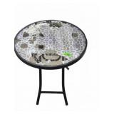 Round Mosaic Glass Patio Side Table
