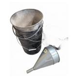 Metal Buckets, Watering Can, and Funnel