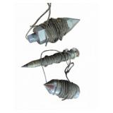 Three Metal Plumb Bobs with String