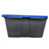 Plastic Storage Tote With Blue Lid