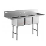 Regency 70" Three Compartment Commercial Sink