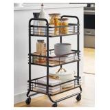 Three-Tier Metal Rolling Storage Cart