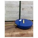 Blue Nonstick Fry Pan with Lid and Gold Handles