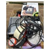 Flat of misc, tape, cables, digital photo key