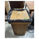 Wood trash can