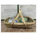 Ole basket , tea light candles. small planter