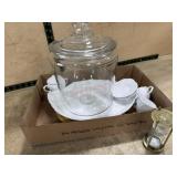 Flat with white tea tray, jar with lid