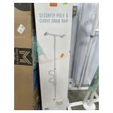 Security pole and curve grab bar
