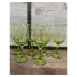 Flat of green 6 stemmed wine glasses