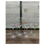 Flat of 9 stemmed wine goblets