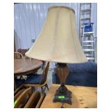 Pineapple style table lamp with beige shade