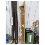 Wood wall shelf with coat pegs