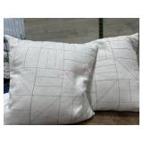 3- White with grey stripe throw pillows