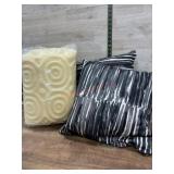 2- Black throw pillows and egg foam
