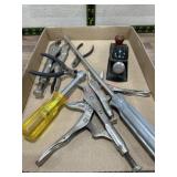 Flat of vise grips, planer and misc. tools