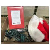 Flat of Santa hat and holiday decorations