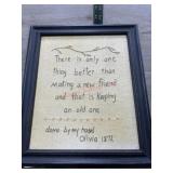 Making  New Friend stiched sign
