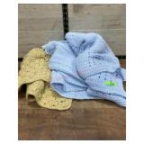 Blue and Tan hand made baby coverlets