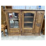 2- Piece oak entertainment cabinets with glass