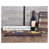 Kitchen rules sign and 4 ped rack and wood cut