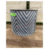Grey metal decorator vase
