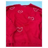 Vince Camuto Red Sweater with Heart Accents
