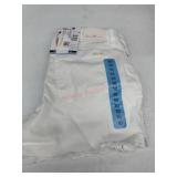 White High-Rise Denim Shorts with Frayed Hem