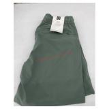 Green Elastic-Waist Tech Shorts, Size Small