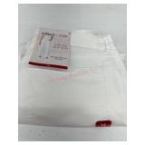 White High-Rise Wide-Leg Crop Jeans, Size 14