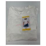 White Short-Sleeve Cotton T-Shirt, Size M