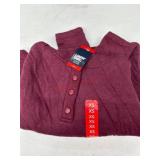 Burgundy Button-Up Henley Top, Size XS