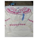 Cream Pullover Sweater with Heart Motif