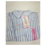 Blue and White Striped Pleated Shirt Dress