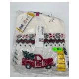 Cream Holiday Sweater with Truck Design, Medium