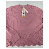 Pink Knit Sweater with Lace Detail, Medium